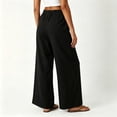 thumbnail image 5 of Tsivenald Womens Linen Wide Leg Pants Elastic Drawstring Waist Lightweight Breathable Summer Beach Casual Trousers, 5 of 7