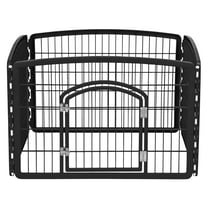 IRIS USA 24" Exercise 4-Panel Pet Playpen with Door, Dog Playpen, Puppy Playpen, for Small and Medium Dogs, Keep Pets Secure, Easy Assemble, Rust-Free, Heavy-Duty Molded Plastic, Customizable, Black
