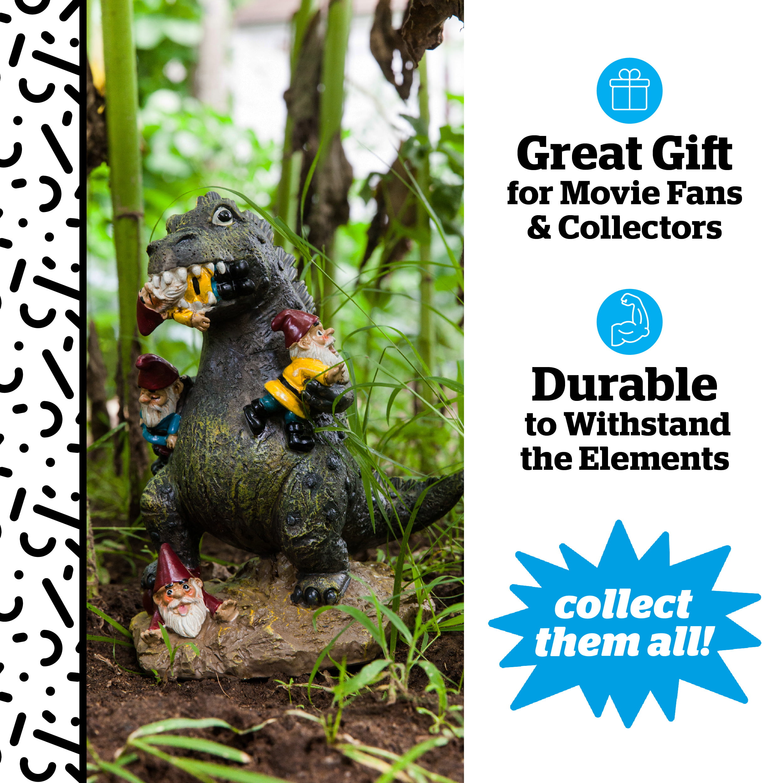 BigMouth Inc The Great Garden Gnome Massacre 9 Inches Tall Hilarious Lawn Gnome Godzilla