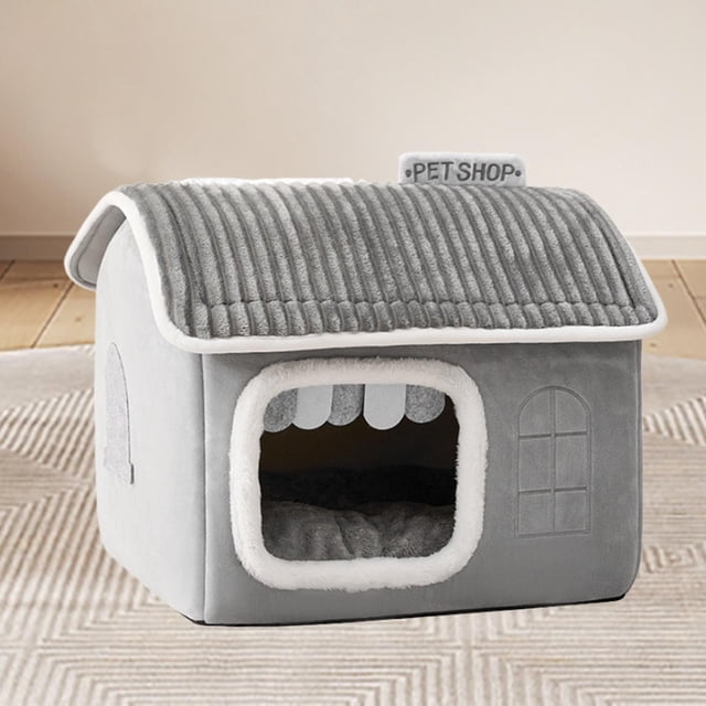 Nido para gatos para interiores, cerrado, cálido, para dormir, perrera de interior, suministros para mascotas, casa para gatos, cama para mascotas, M