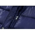 thumbnail image 5 of GGleaf Women's Winter Coat Metallic Shiny Hooded Long Puffer Jacket Warm Winter Outwear With Belt Navy, X-Large, 5 of 7