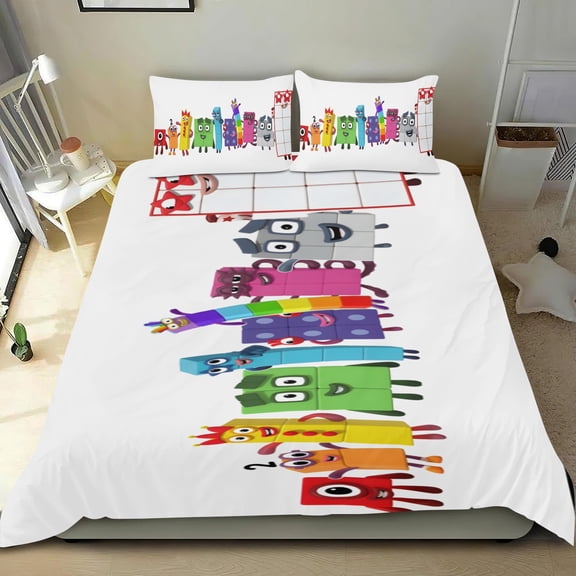 Numberblocks 3-piece cotton bed sheet set, cozy & skin-friendly, with a unique design, quick-dry fabric, ideal for home decor gifts, 68x86 in (173*218 cm).