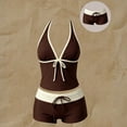 thumbnail image 7 of Y2k Vintage 2 Pieces Bikini Set Coquette Halter Tankini Top with Shorts Whimsy Polka Dot Beach Swimsuit Coffee M, 7 of 7