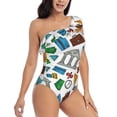 thumbnail image 3 of Sikiie Art Of Livings Print Women One Piece Swimsuits Tummy Control One Shoulder Bathing Suits Ruffle Swimwear, From S to XXL-XX-Large, 3 of 6