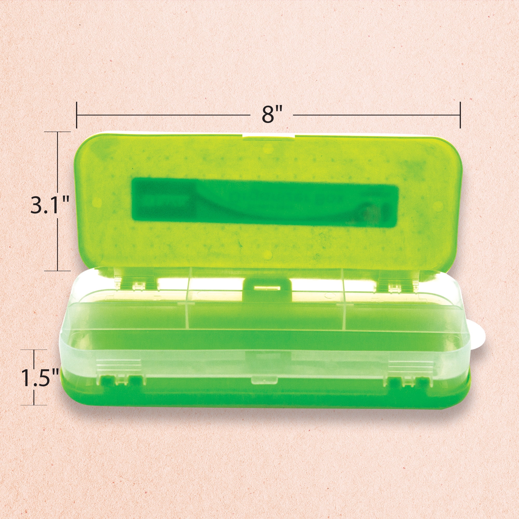 BAZIC 8" Double Deck Organizer, Plastic Pencil Case, Bright Color, 24-Pack
