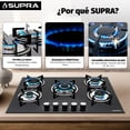 thumbnail image 3 of Parrilla BRIONI SUPRA para gas 5 quemadores cristal templado negro 76 cm, 3 of 8