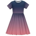 thumbnail image 7 of Kids Winter Dresses Girls Short Sleeve Dress Gradient Printed Casual a Line Skater Dresses T-Shirt Dress for School Kids Shirt Dress Purple 7Y, 7 of 7