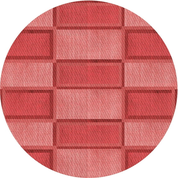 Ahgly Company Machine Washable Indoor Round Transitional Red Area Rugs, 3' Round