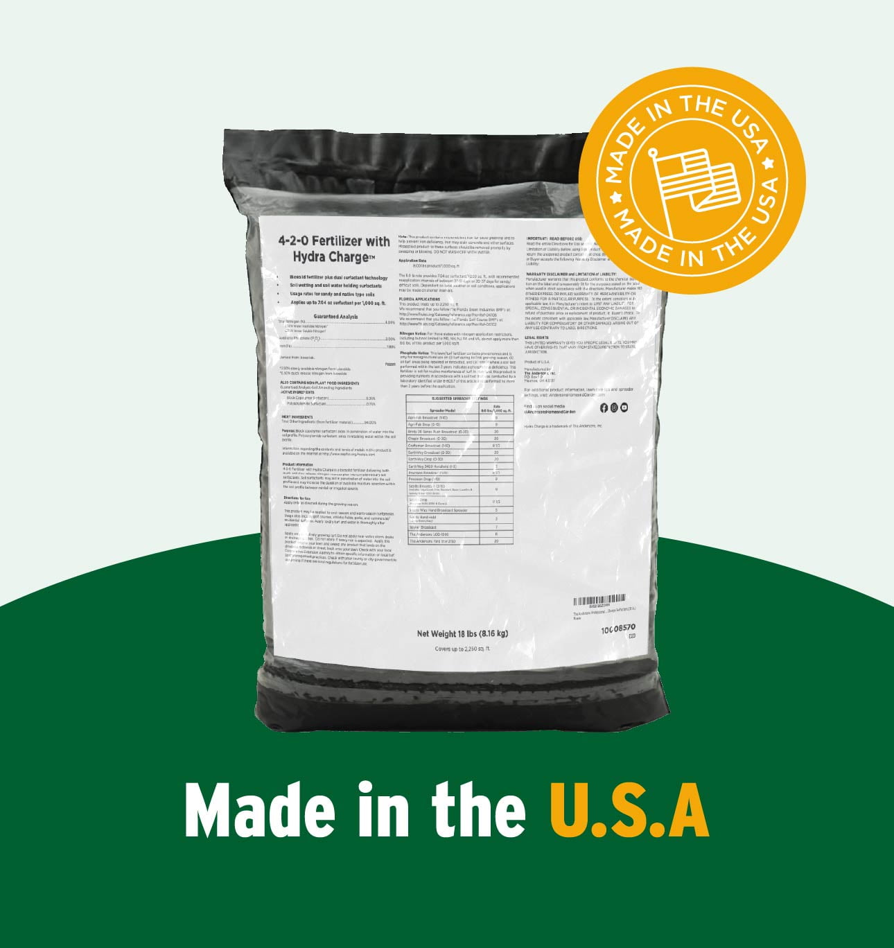 The Andersons Hydra Charge® Biosolid Fertilizer Plus Surfactant 4-2-0 (40 lb. Bag) - Covers up to 5,000 Sqft.