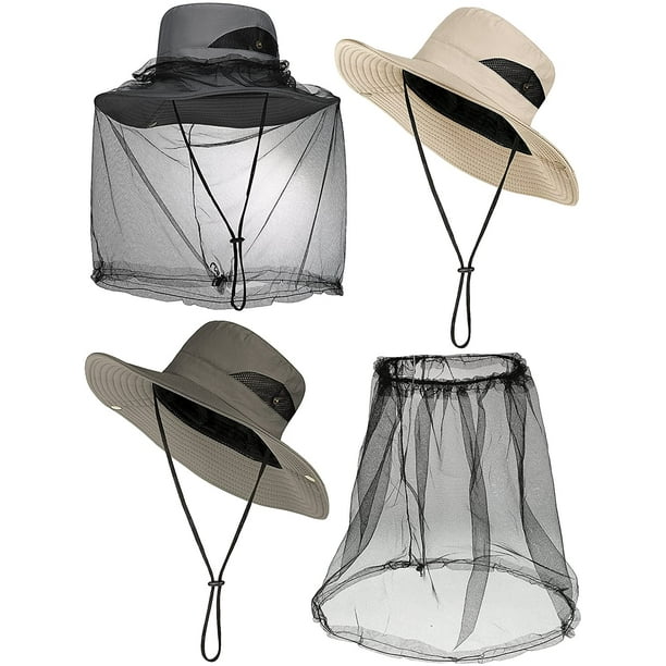 Cododia 5 Pieces Mosquito Net Hat Boonie Hat Supplies Include 3 Hiking Safari Fishing Hats Cap Bucket Hat 2 Net For Men Women Travel Fishing