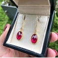 thumbnail image 3 of 4Ct Oval Cut Lab Created Red Ruby Diamond Drop/Dangle Earrings 14K Yellow Gold Plated, 3 of 3