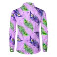 thumbnail image 4 of Fgvctg Mardi Gras Button Up Shirt Men Carnival Party Long Sleeve V Neck Button Down Blouse Collared Oversized Mask Print Shirts Dressy Business Casual Tops Purple Pink 2XL, 4 of 5