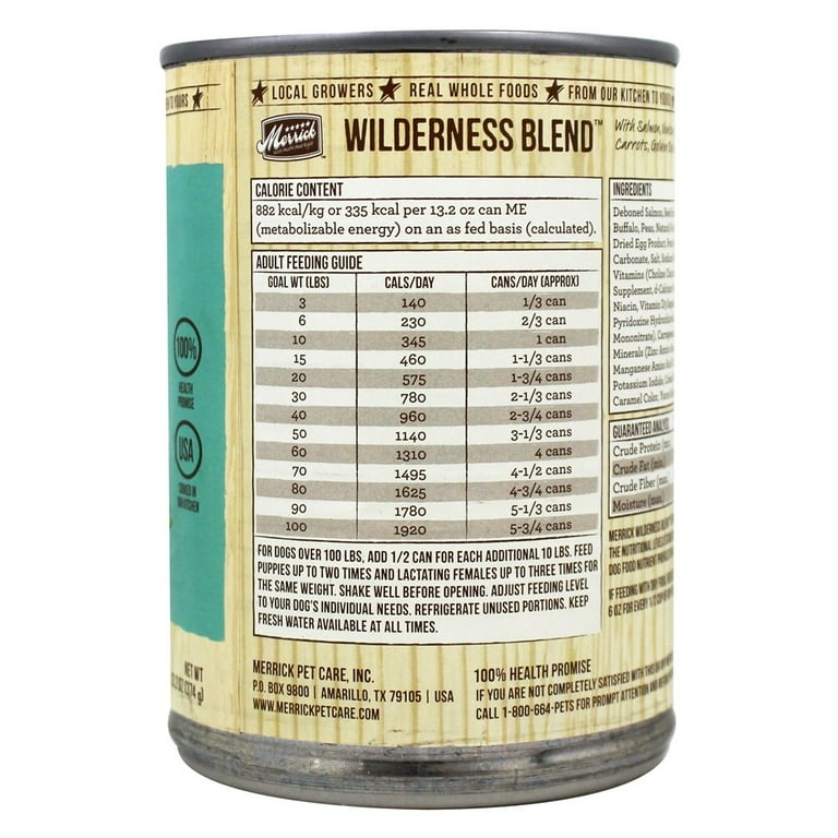Merrick Grain Free Canned Dog Food Wilderness Blend Classic Recipe 12.7 oz