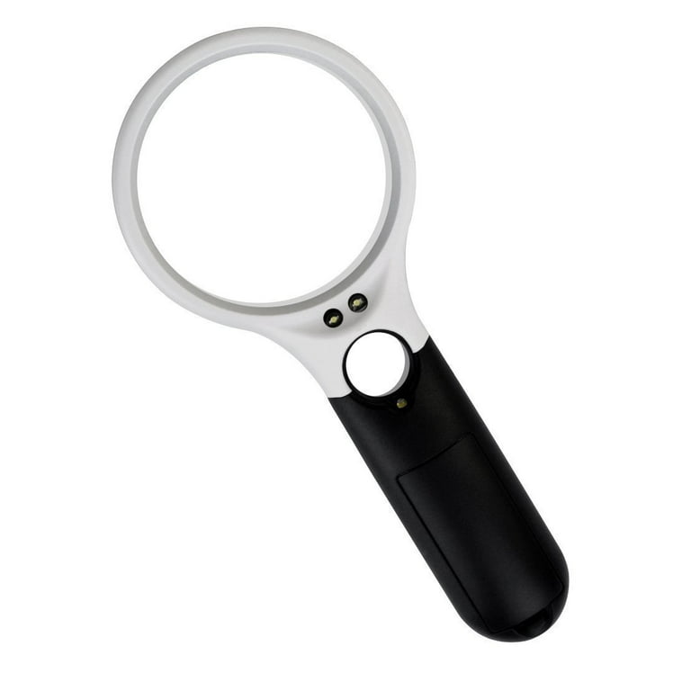 White Magnifying Glass Handheld 45X Magnifier With 3 LED Light For Reading  Magnifying Glass Jewelry Loupe