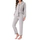 thumbnail image 4 of Conjunto de pijama para mujer INSPIRE CHIC de felpa de franela, con botones, de manga larga, con cuello de muesca, pantalones con bolsillos, ropa de casa y pijama, color gris, 4 of 6