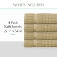 thumbnail image 6 of Home Weavers Willow Bath Towels Set of 4, 100% Cotton Zero Twist, 630 GSM, Soft Absorbent Quick Dry, 27x54 inch, Linen, 6 of 8