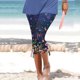 thumbnail image 1 of ICHUANYI Clearance Women's Summer Casual Drawstring Printed Cropped Pants(Navy, XXL) ICHUANYI WER2023080802619, 1 of 5