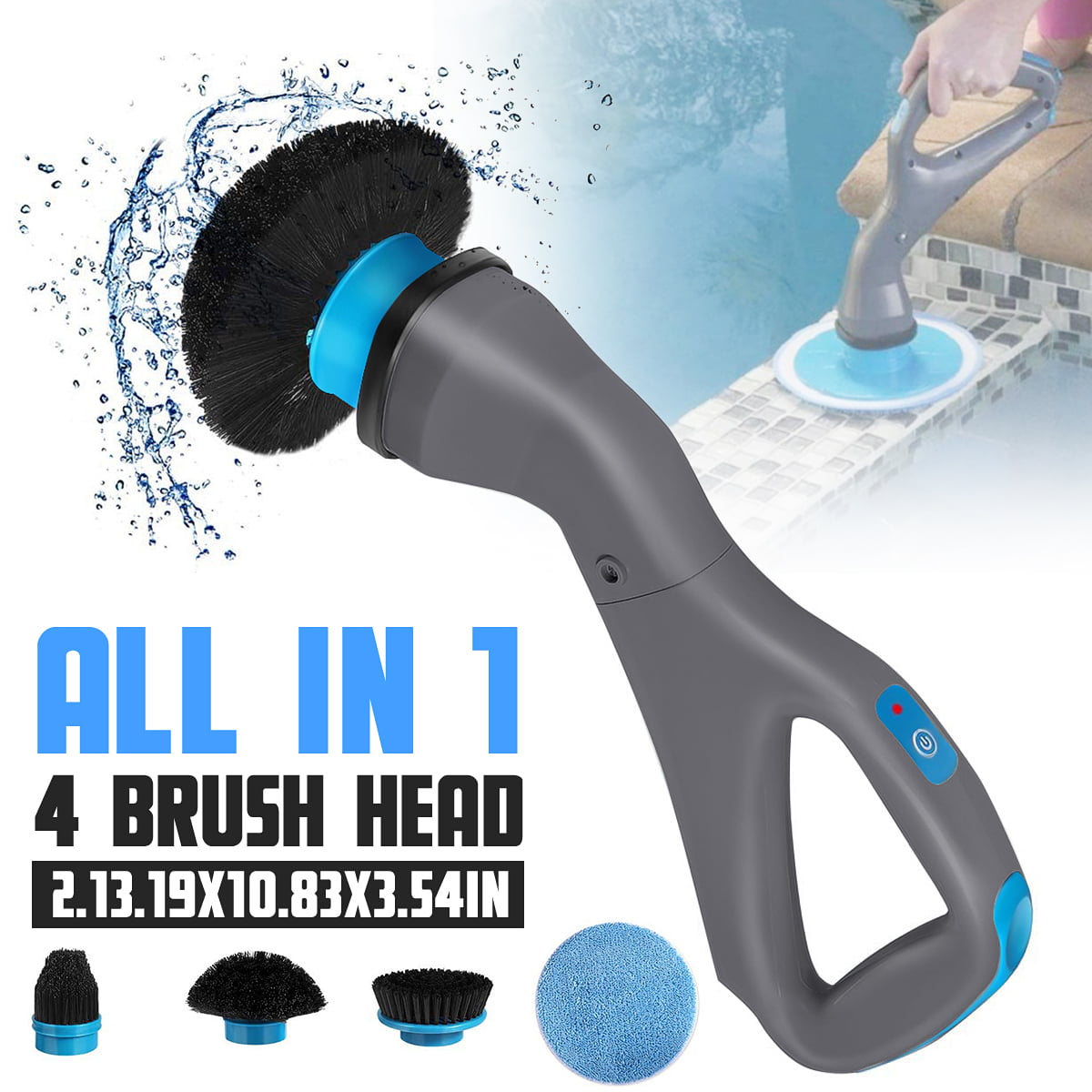 5in1 Electric Bathroom Cleaning Brush Kitchen Tile Cleaner Handheld Scrubber Too 