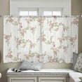 thumbnail image 5 of Pink Floral Sheer Curtains 45 Inch Length 2 Panels Set, Semi Transparent Voile Rod Pocket Curtains for Living Dining Room Bedroom Drapes Vintage Leaves Flowers Rustic Plants, 5 of 8