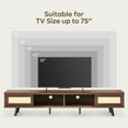thumbnail image 3 of Bestier Rattan TV Stand for TVs up to 75", Mid Century Modern TV Stand with Sliding Doors, Entertainment Center for Living Room in Walnut, 3 of 10