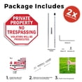 thumbnail image 3 of Private Property No Trespassing Violators Will Be Prosecuted (2 Pack) 10 inch X 10 inch Octagon Plastic Signs with Aluminum Mounting Stakes Weather Resistant UV Protected for Workplace, 3 of 8