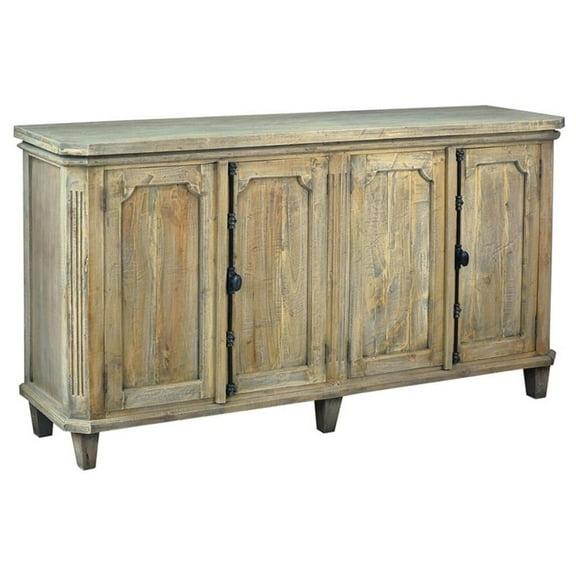 Pemberly Row Cottage Panel Door Credenza Driftwood Brown Solid Wood Sideboard