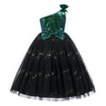thumbnail image 3 of IBTOM CASTLE Kids Girls Bowknot Sequin Tulle Party Dress One-Shoulder Wedding Bridesmaid Flower Girl Dresses Pageant Formal Prom Ball Gown 3-4 Years Green, 3 of 8