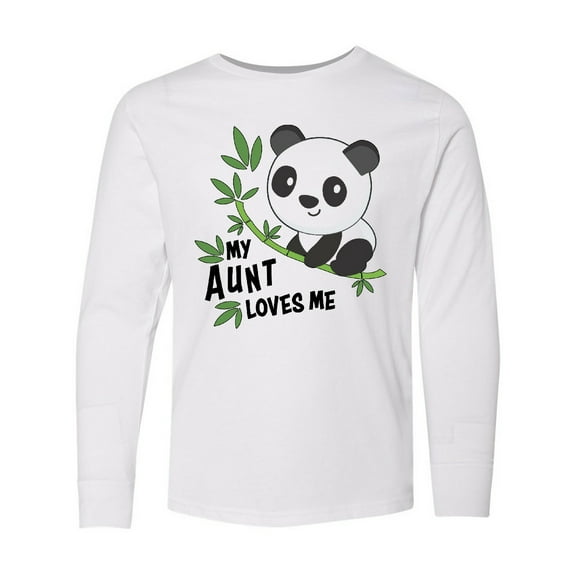 Inktastic My Aunt Loves Me- Cute Panda Long Sleeve Youth T-Shirt