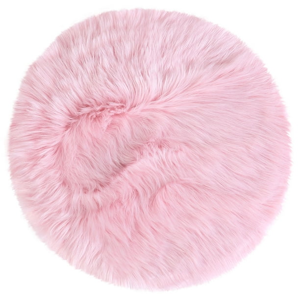 Faux Fur Sheepskin Plush Area Rug Light, Bright Pink Fur Rug