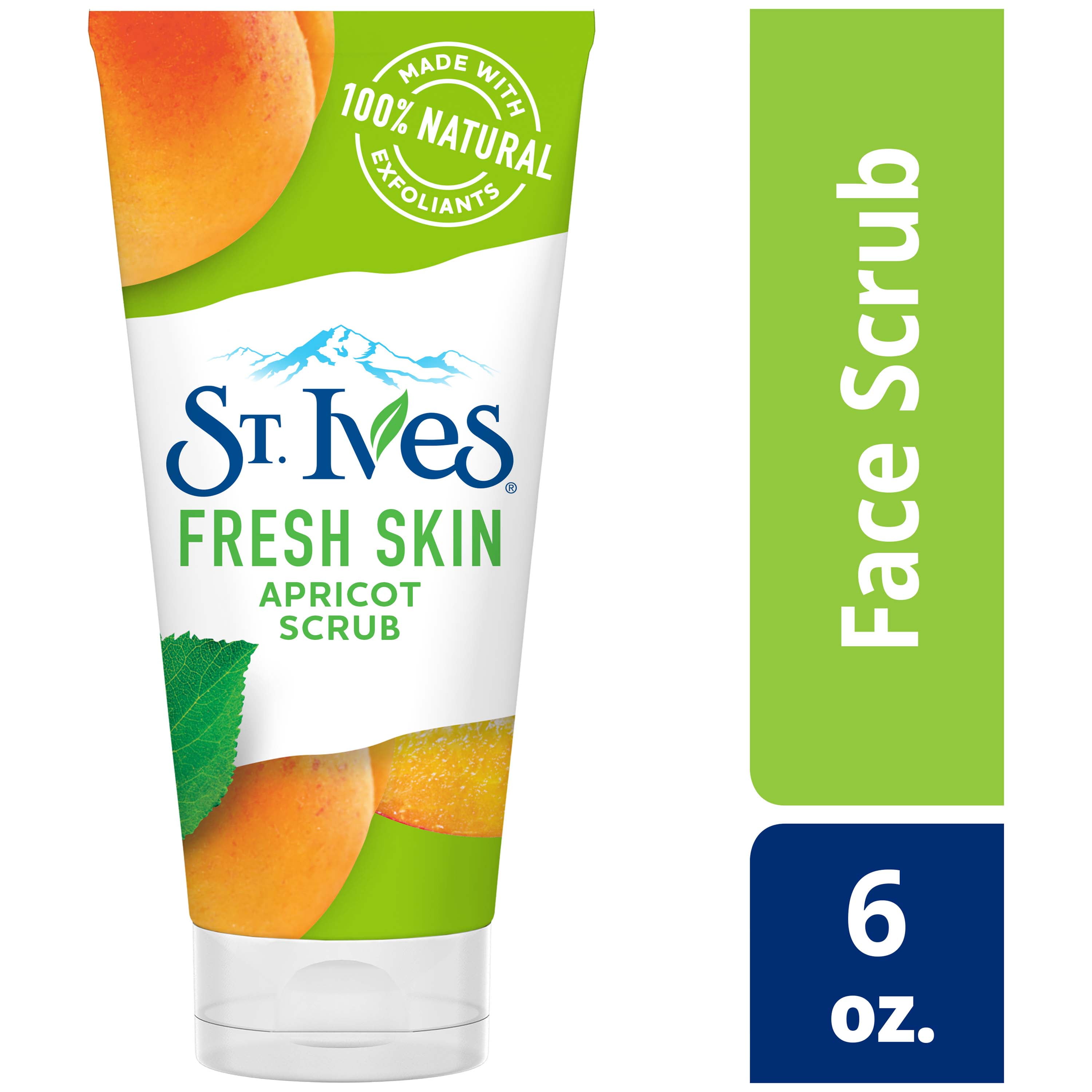 St. Ives Fresh Skin Exfoliating Face Scrub, Apricot Facial Exfoliator 6 oz (Pack of 4)