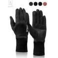 thumbnail image 2 of Gustave Winter Gloves for Men Women, Touch Screen Texting Warm Gloves Thermal Soft Fleece Lining Elastic Cuff Windproof Driving Cycling Gloves "Black,Men", 2 of 9