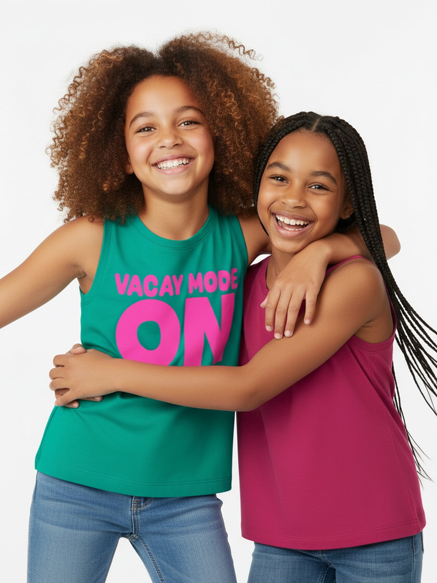 Wonder Nation Girls Vacay Mode Graphic Tank Top, 2-Pack, Sizes 4-16 Plus
