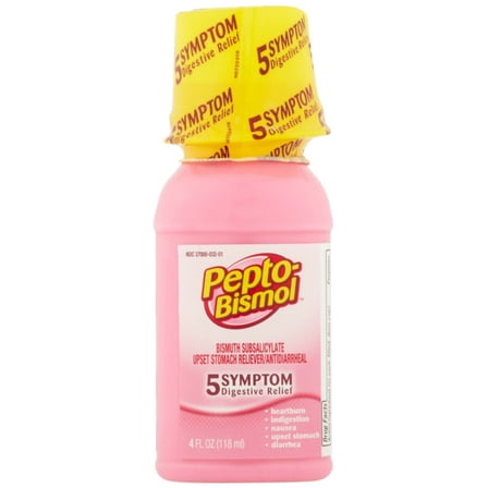 Pepto-Bismol Original Liquid 5 Symptom Digestive Relief, 4 oz (Pack of 2)