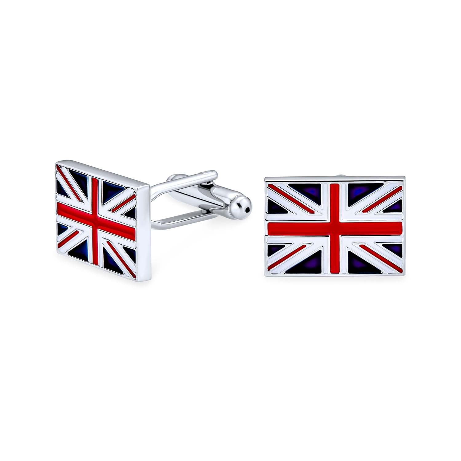 Union Jack UK British Flag Red Blue Shirt Cufflinks Steel Hinge Back
