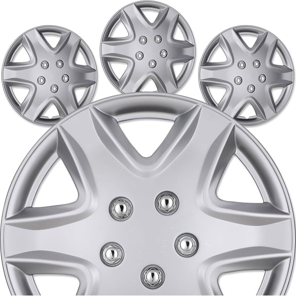 (4 Pack) 14 Inch Universal Wheel Rim Covers Snap-on Replacement Caps for Car,Pickup Truck,SUV Silver and Black Lacquer