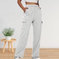 thumbnail image 1 of Pantalones casuales Cintura elástica Ajuste holgado Traje diario de talla grande para mujer Ygjytge Gris claro T XL para Mujer, 1 of 6