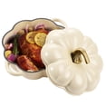 thumbnail image 2 of Hawsaiy 4.5 QT Pumpkin Shaped Cast Iron Dutch Oven, 360° Uniform Heating, Enameled Cast Iron Pot with Lid, Suitable for Most Stoves, Festive Cookware, Cream, 2 of 8