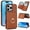 Brown, variant on Wallet Case with Card Holder for iPhone 16 Pro, 360° Rotation Ring Kickstand Magnetic Clasp and Durable Shockproof Cover