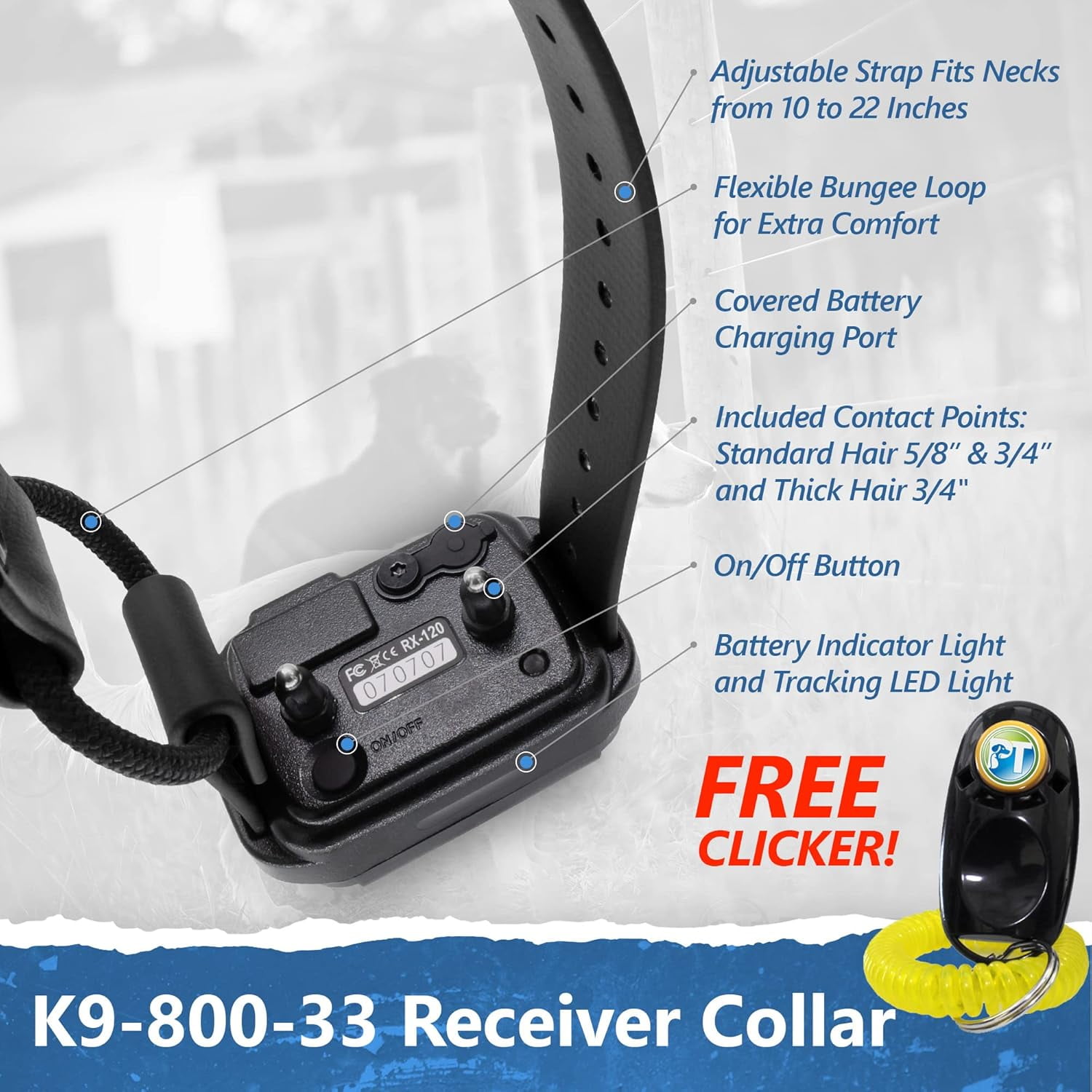 The Educator K9 Handler K9-802 Remote Training E-Collar Tactical Dog Training Made Easy  1-Mile Range 2-Dog System 33" Bungee Collar 100 Static Stimulation Levels with “Lock and Set” Pavlovian Tone