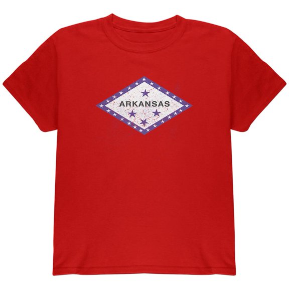 Born and Raised Arkansas State Flag Youth T Shirt Red YSM