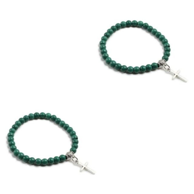 maskred Réglable Croix Pendentif Cadeau pour Toutes les Occasions Large Application Croix Pendentif Bracelets Noirâtre Vert 2Set