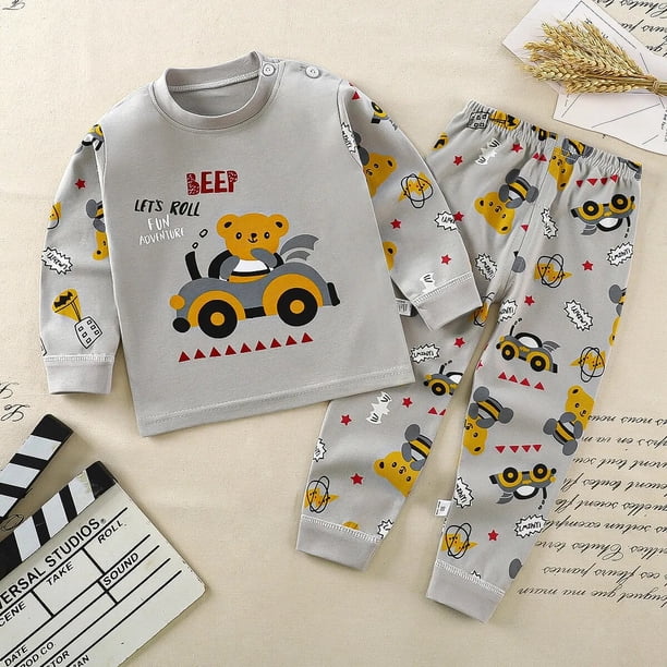 Conjunto de ropa interior para niños, pijama de algodón para niño de algodón para niñas, ropa de bebé Otoño, ropa para el hogar, ropa de dormir larga