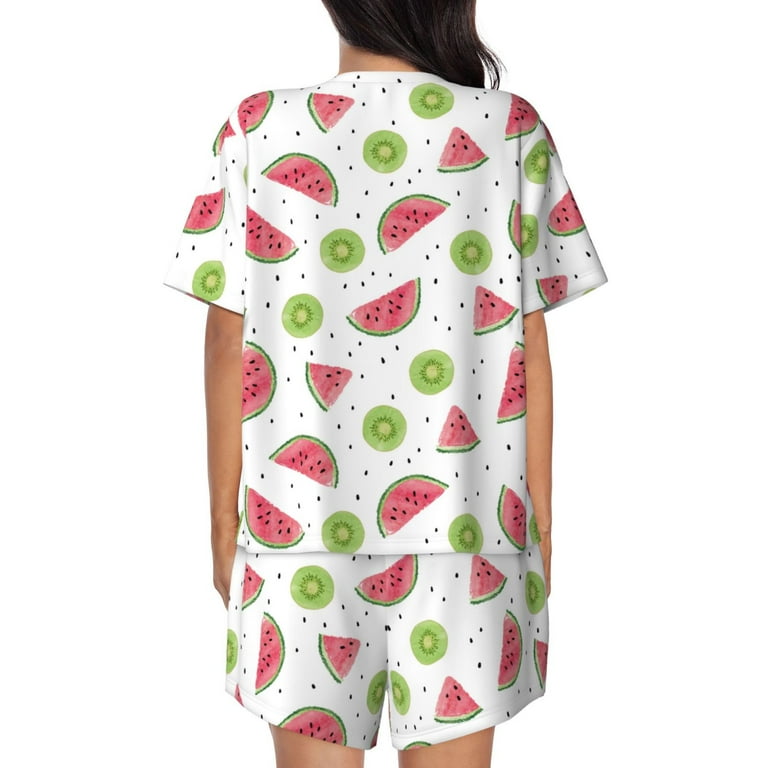 Women s Pajama Sets Cute Watermelon No.1008 Summer Pajamas for Women Set Short Sleeve Sleepwear PJ Sets Walmart