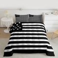 thumbnail image 2 of Homewish Fashion American Flag Full Size Comforter Sets, Black Grey Stripes Bedding Comforter Set, Modern Abstract Ombre Reversible Bedding Sets, Luxury Bedroom Decor, 3pcs, 2 of 8