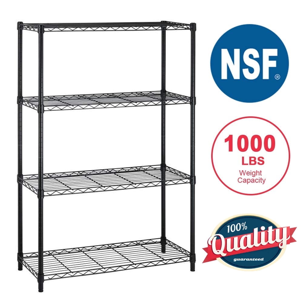 BestOffice 4-Shelf Wire Shelving Unit, Black photo 1