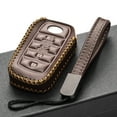 thumbnail image 5 of Vitodeco Genuine Leather Smart Key Fob Case Cover Protector Compatible with Toyota Land Cruiser, 4Runner, RAV4, Camry, Highlander 2019-2025 (4-Button, Brown), 5 of 6