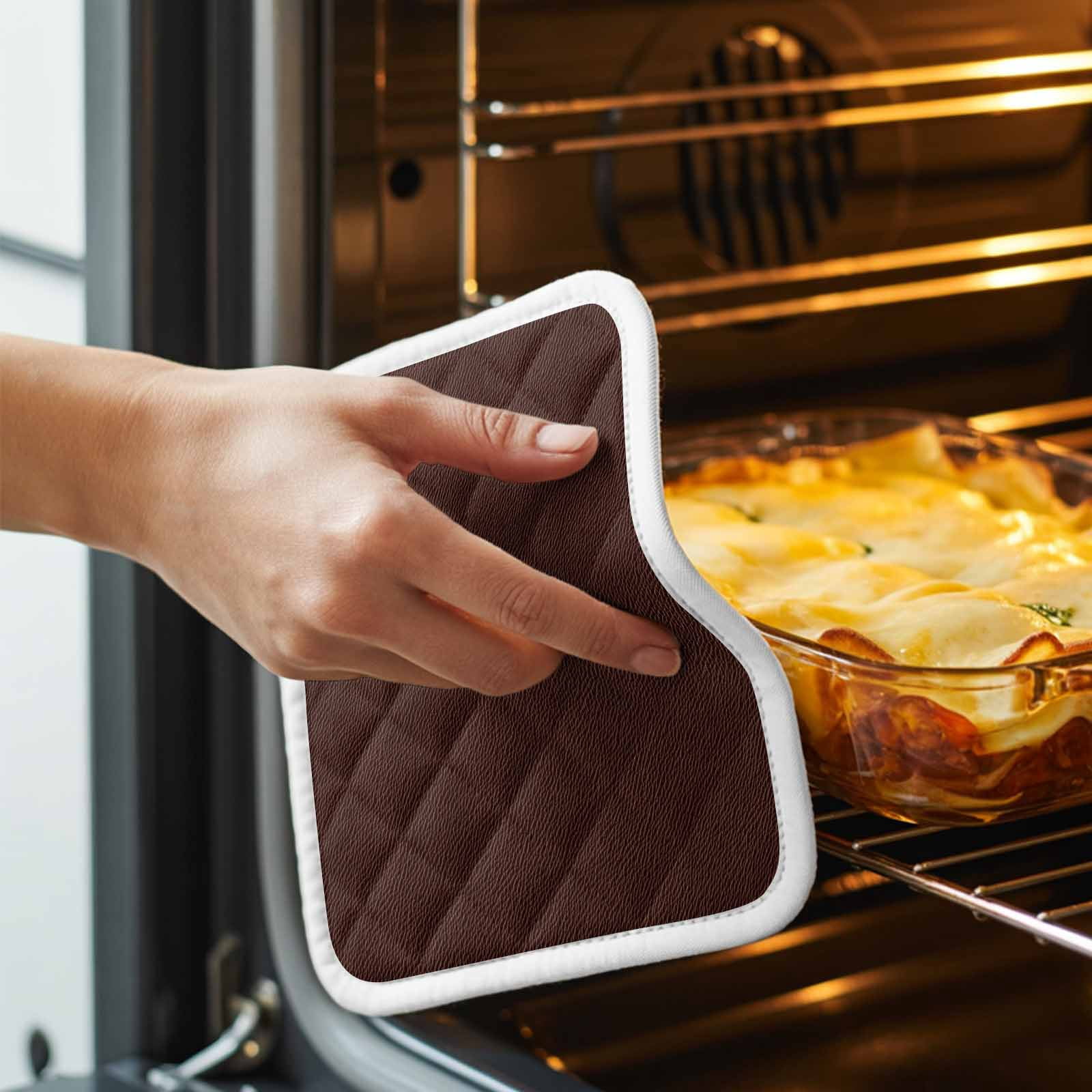 Solid Brown Pot Holders for Kitchen Heatproof Potholder, 5 Pack Vintage Minimalism Abstract Denim Pattern Hot Pads Multipurpose Oven Pads Cloth Potholders Trivet for Cooking Baking