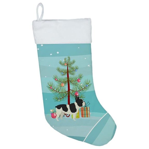 Caroline's Treasures French Bulldog Multi-color Christmas Stocking, with Soft Suede Fabric 18"
