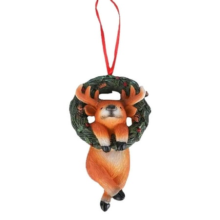 

Megawheels Christmas Resin Pendant | Durable Pet in Wreath Statue | Festival Supply Pendant for Front Doors Walls Windows Winter Theme Parties