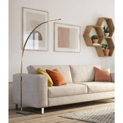 Adesso Sonic 91 Modern Dimmable LED Antique Brass & Black Marble Arc Floor Lamp